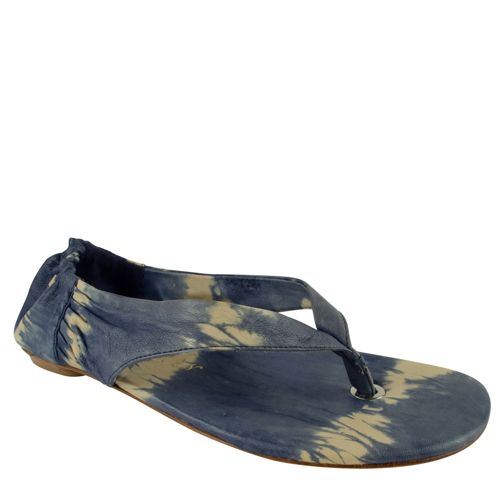 Delman Women's Serena Tie Dye Thong Sandal Shoes Blue 6M New